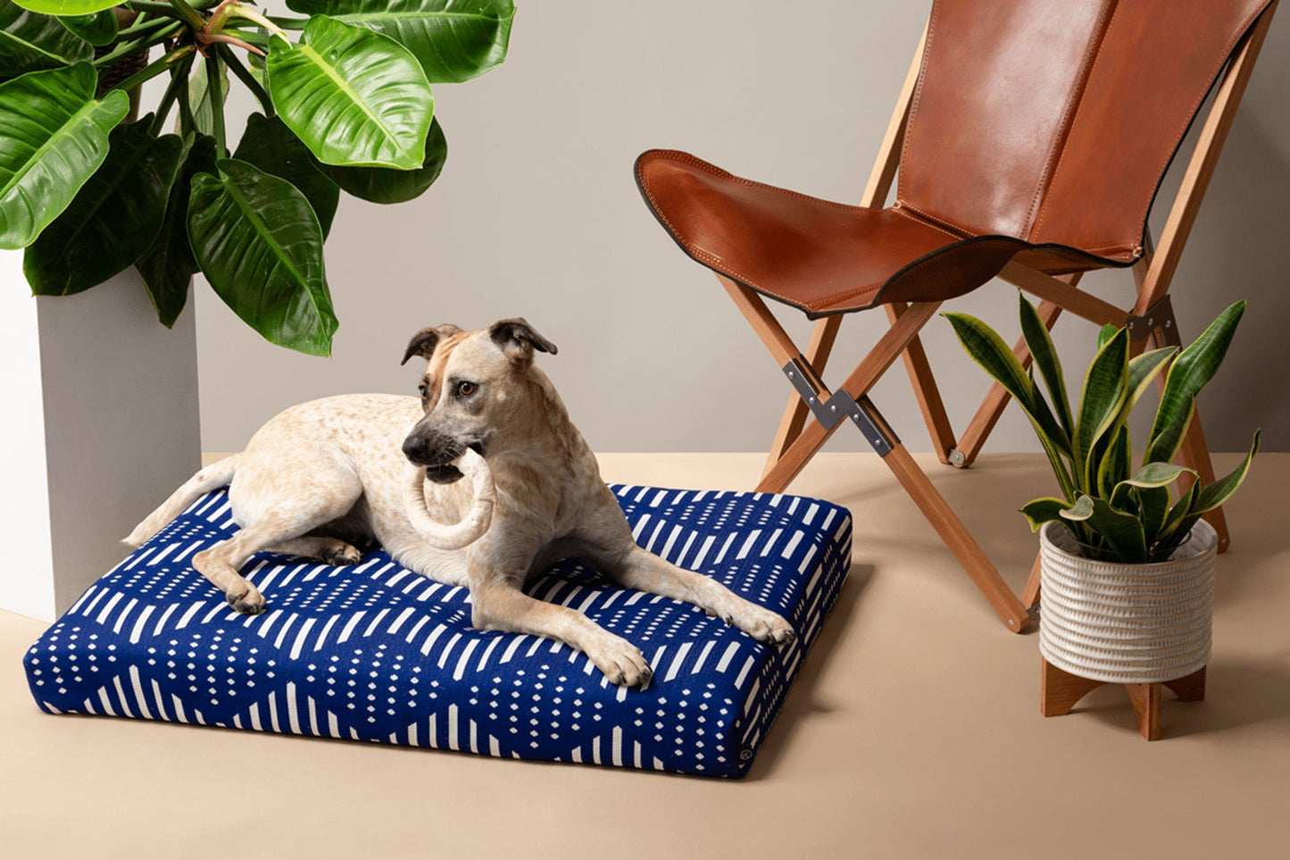 Blue Bogolan | Boho Dog Bed or Bed Cover