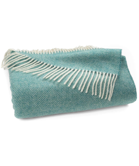 Southampton Home Shetland Lambswool Herringbone Throw – Sea Glass | Woven in England