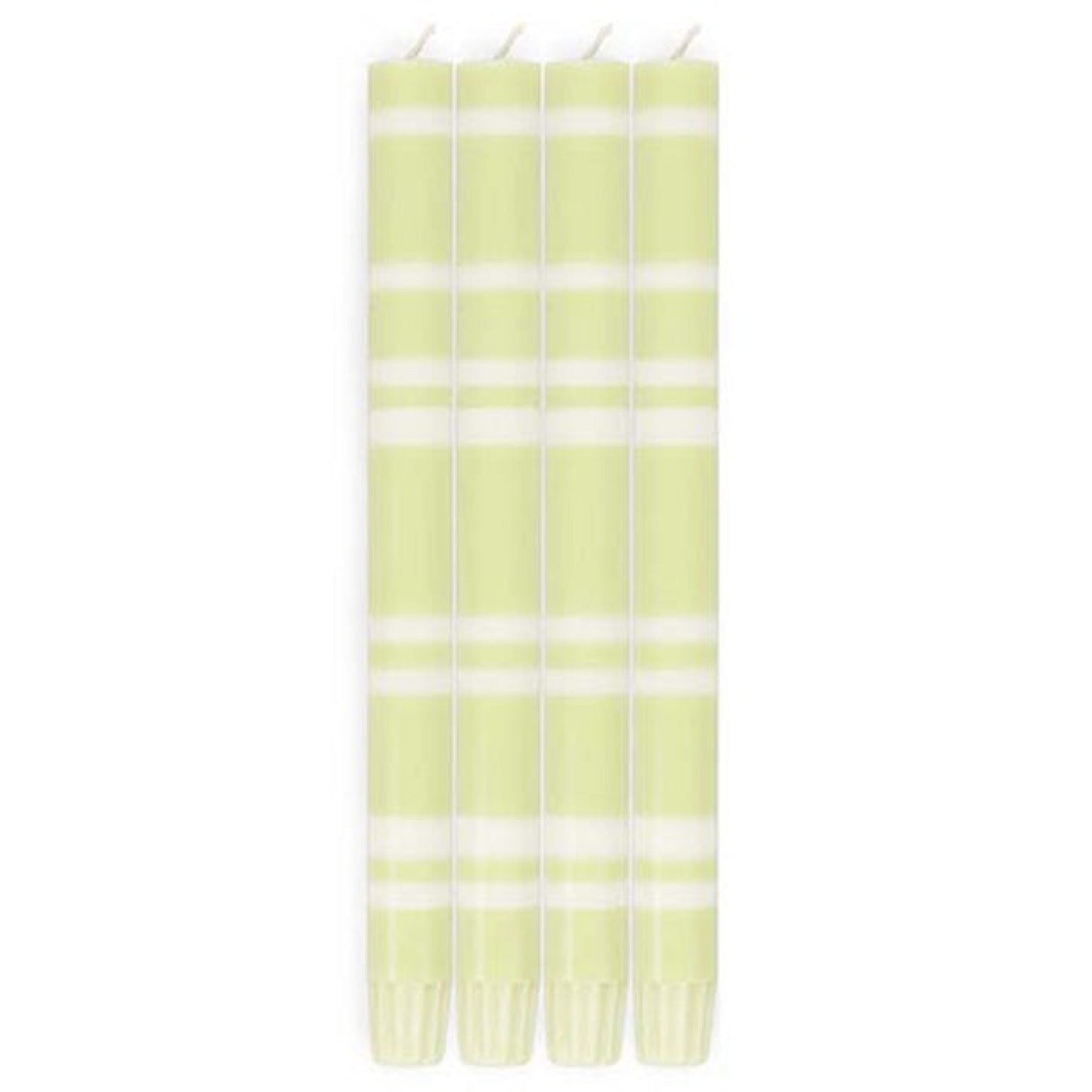 Striped Dinner Candles in Eau De Nil and Pearl