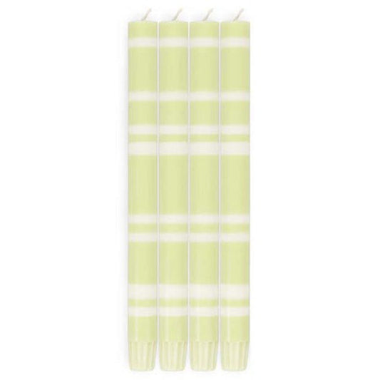 Striped Dinner Candles in Eau De Nil and Pearl