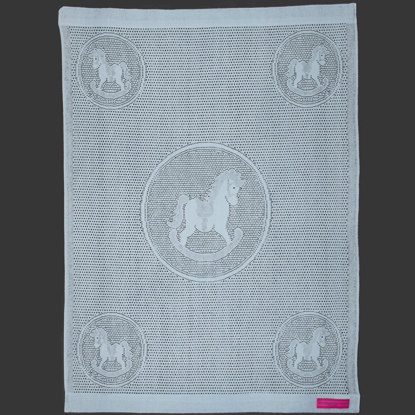Southampton Home Lace Weave Rocking Horse Baby Blanket ~ Blue ~