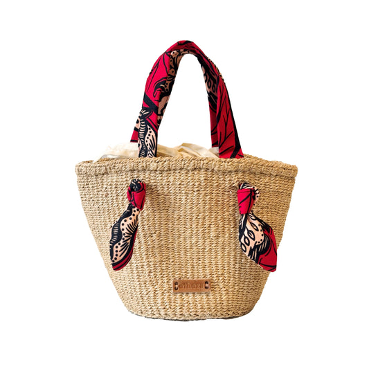 Others 2 in 1 Sisal Bag with Fabric Handles Beige