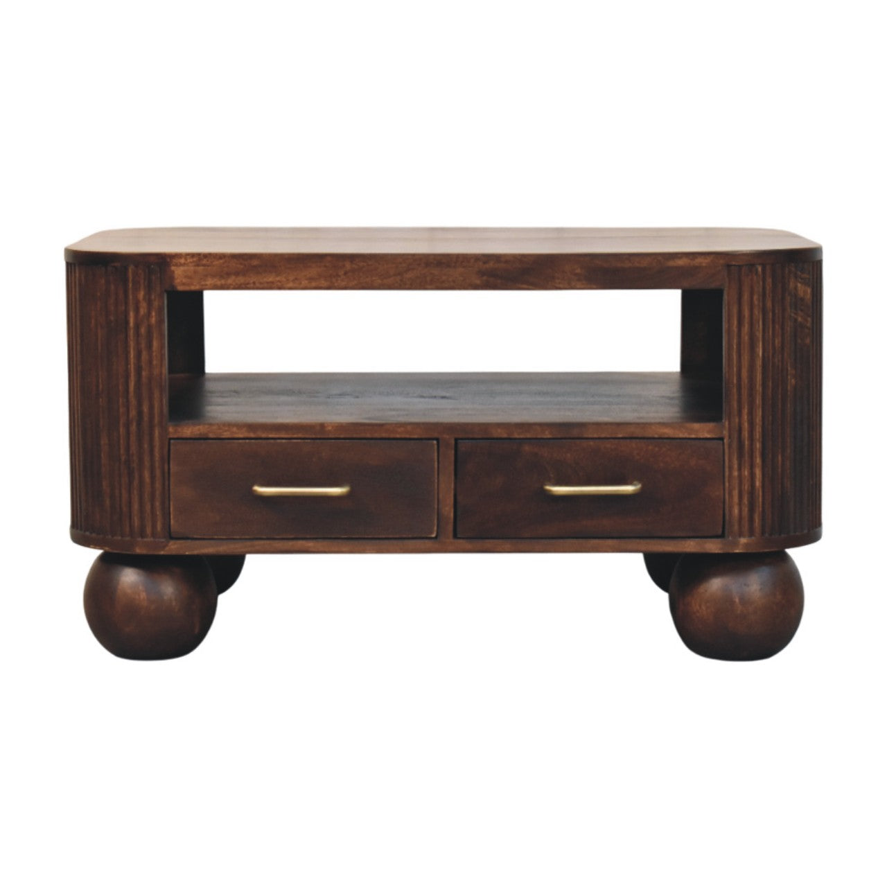 Solid Wood Sphere Leg Coffee Table