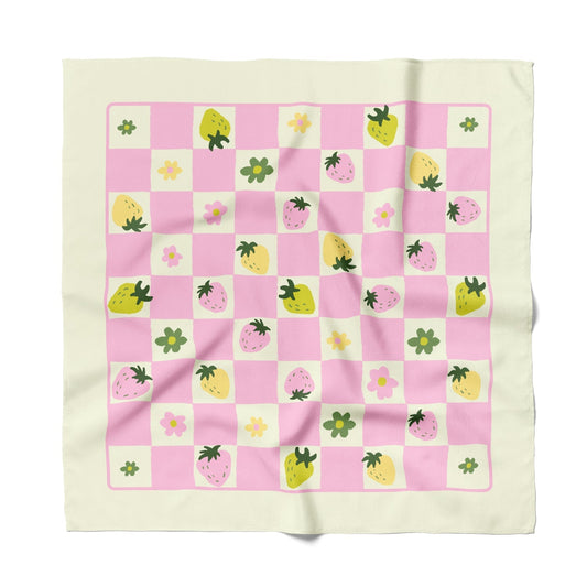 Strawberry Checkers Cotton Silk Bandana