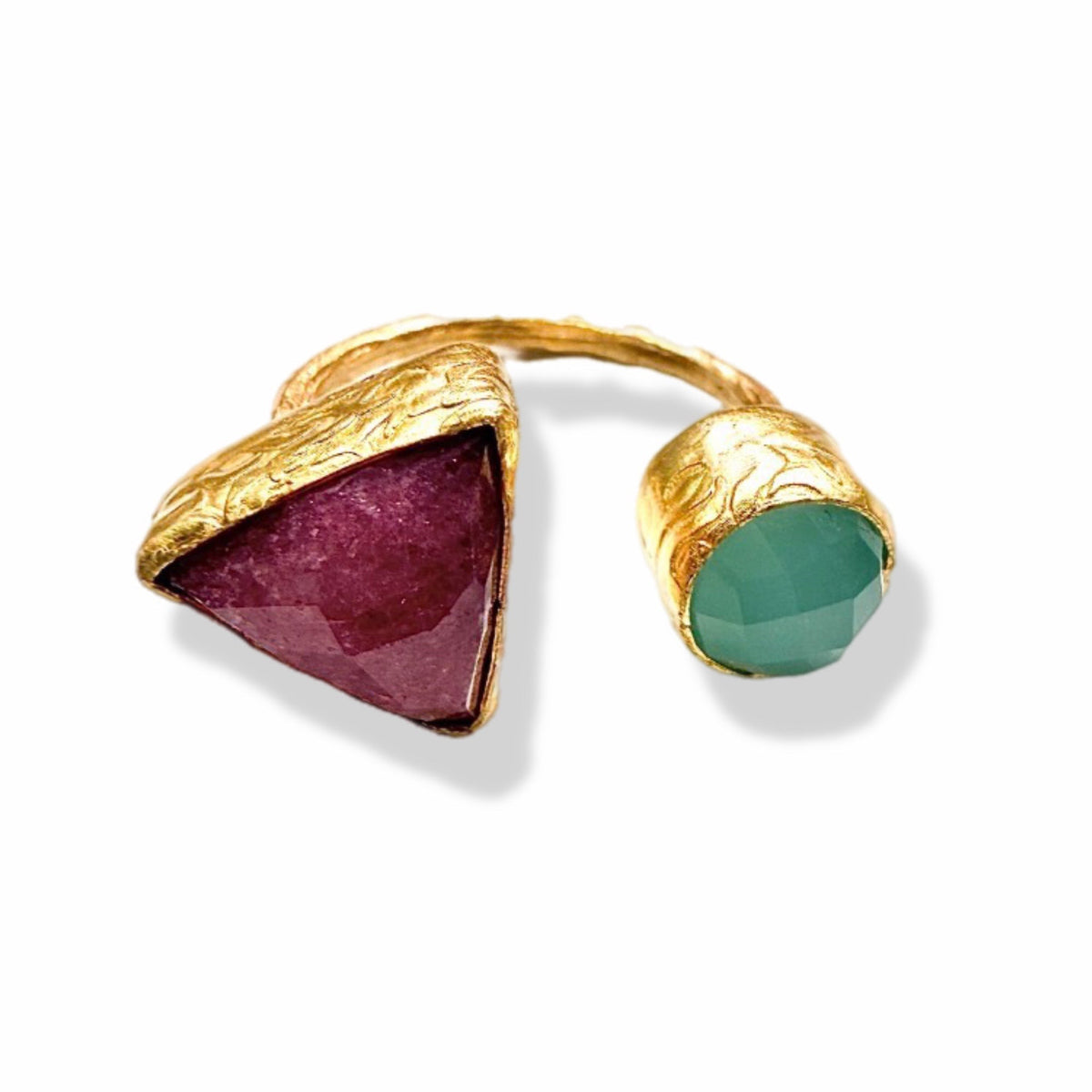 Sahaar Ruby and Aqua Chalcedony Ring