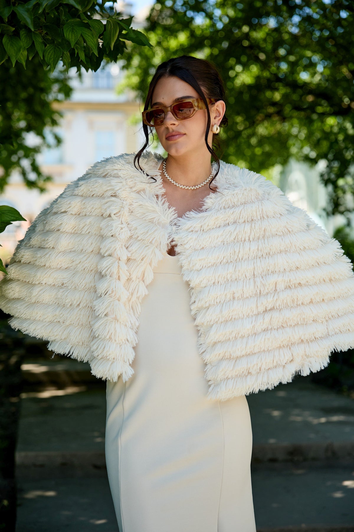Faux Fur Tasseled Capelet