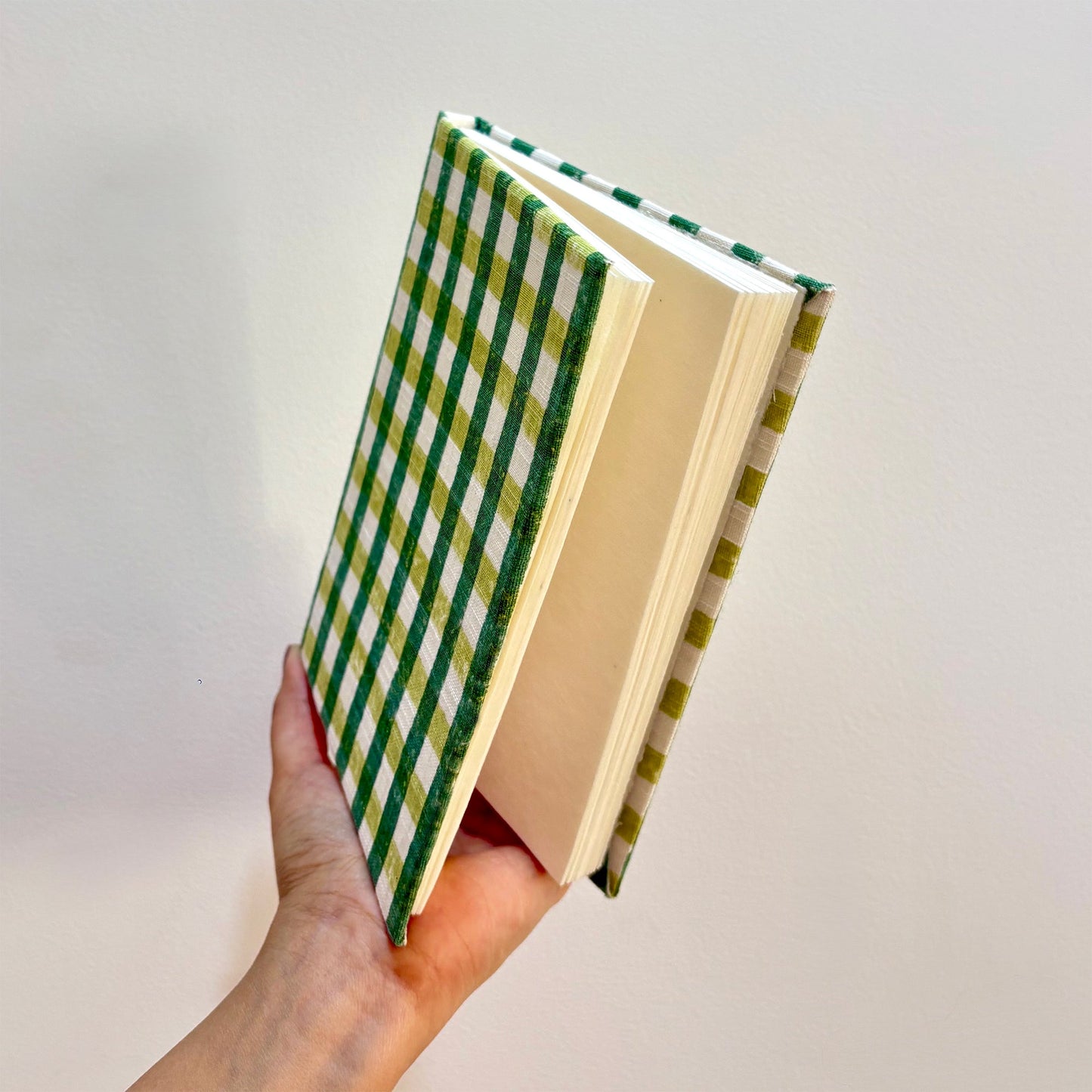 Handcrafted Sustainable A5 Diary Journal Notebook l Handmade Paper l Green Checks
