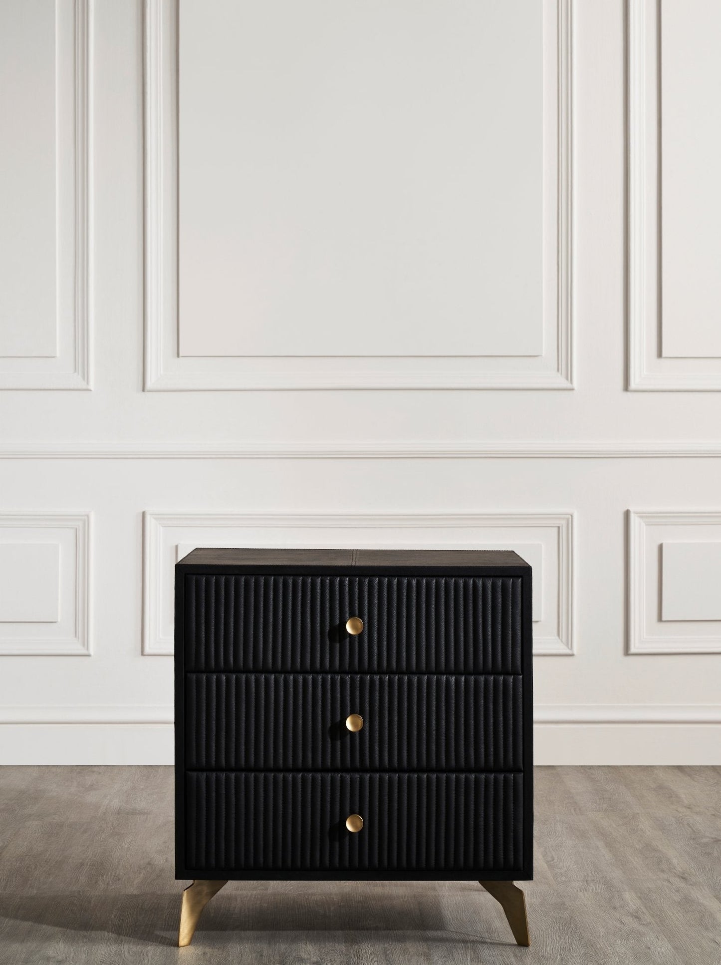Stanford Three Drawer Leather Side Table