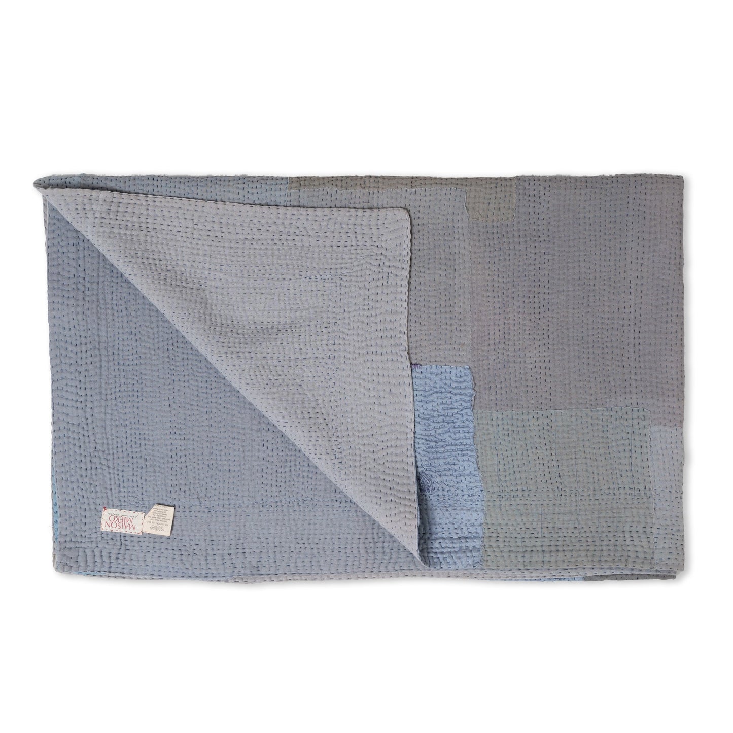 Mosaic Fray Patch Vintage Kantha Throw - Hydrangea