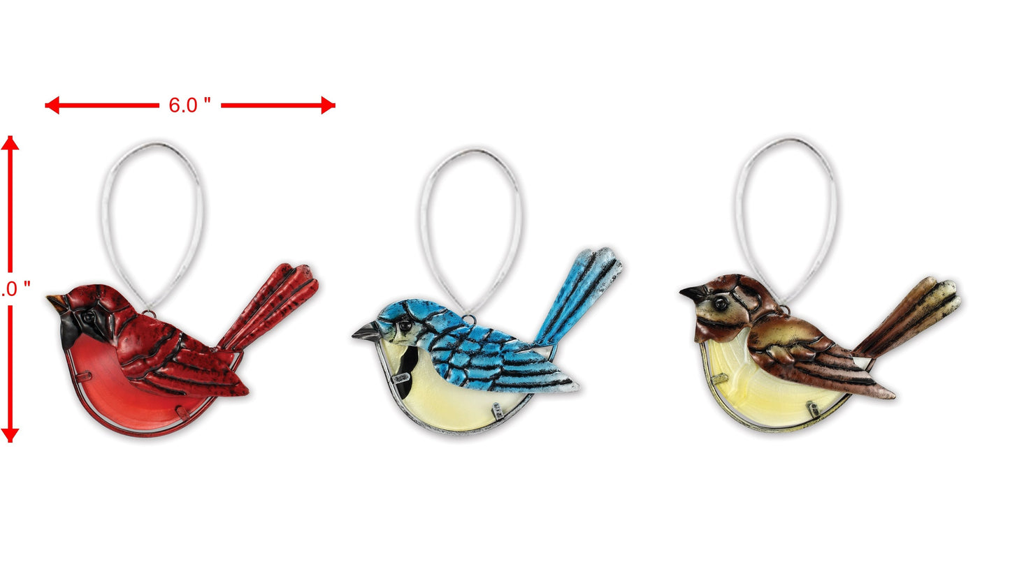 Whimsical Woodland Birds Ornaments - Set of 3