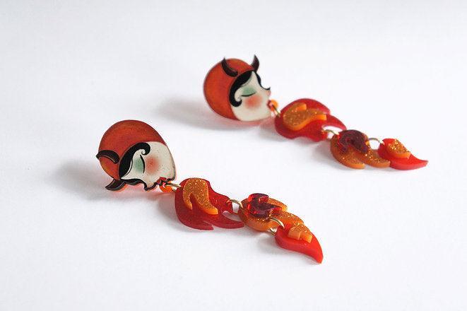 Fire Breather Earrings Halloween Earrings by Laliblue