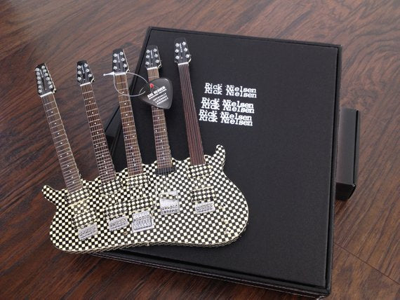 RICK NIELSEN™ Five-Neck Checkered Mini Guitar Replica Collectible - Officially Licensed - Osadia Concept Store