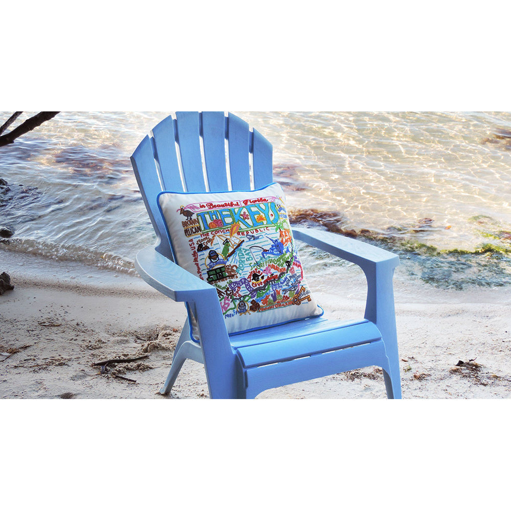 The Keys Florida Hand-Embroidered Pillow