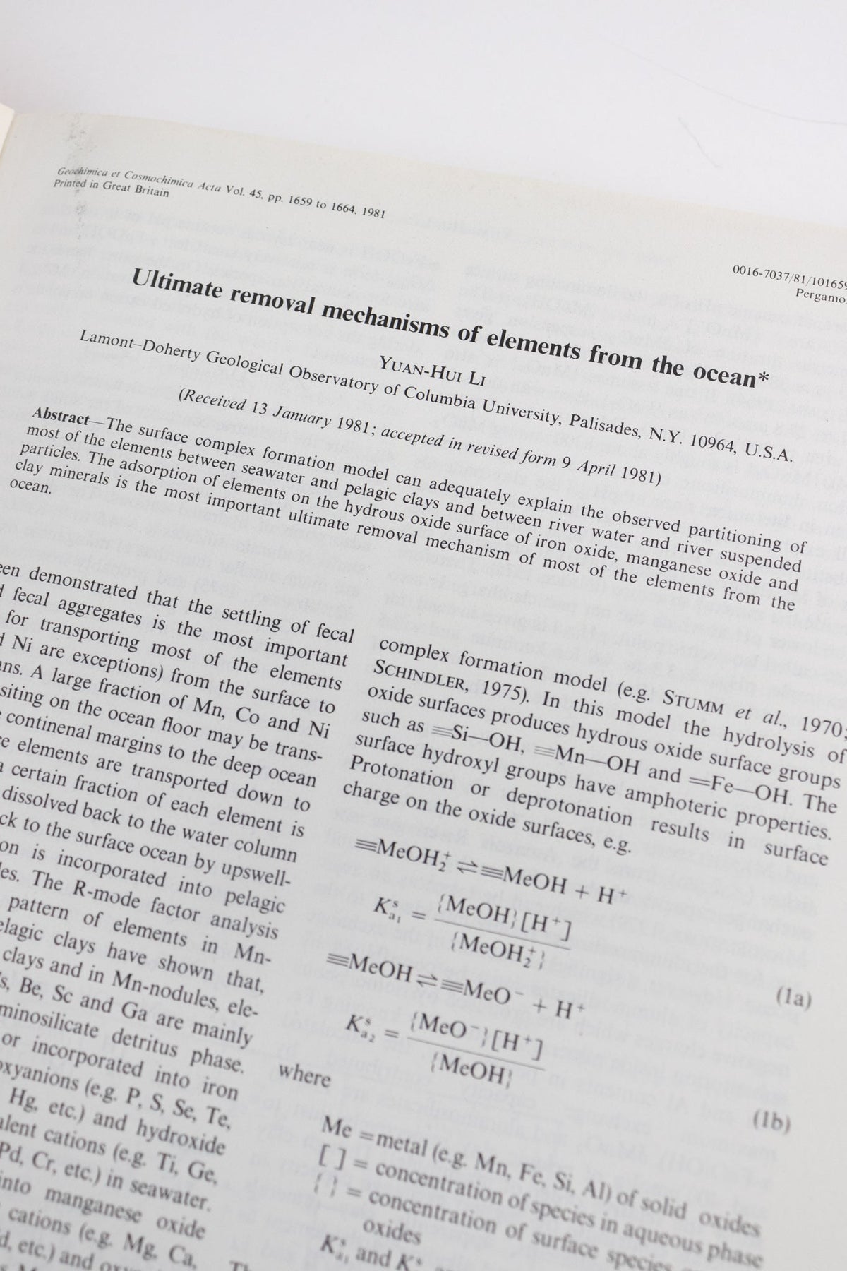 Geochimica et Cosmochimica Acta Journals Volumes (1979-2004)