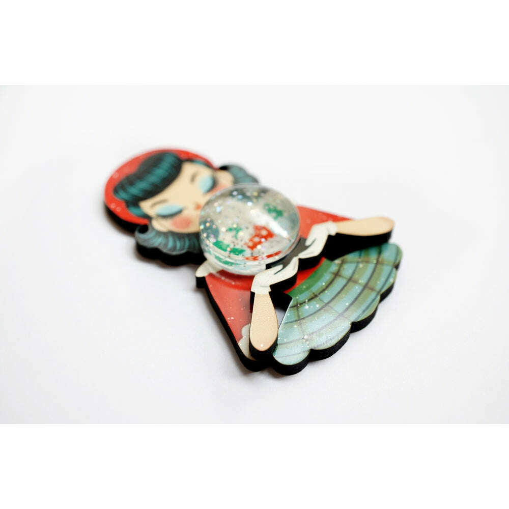 Girl with A Snow Globe Brooch by Laliblue