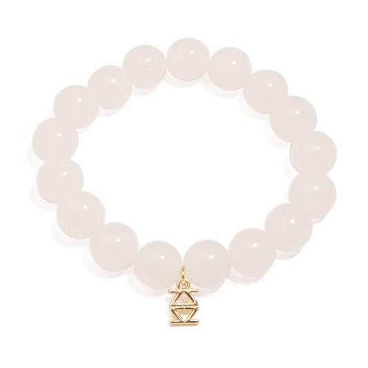 Glass Bead Stretch Bracelet - White