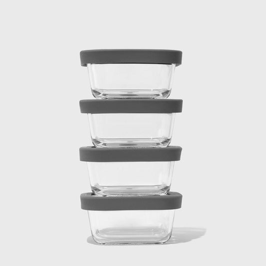 Square Glass Food Storage Containers (Set of 4) - Osadia Concept Store