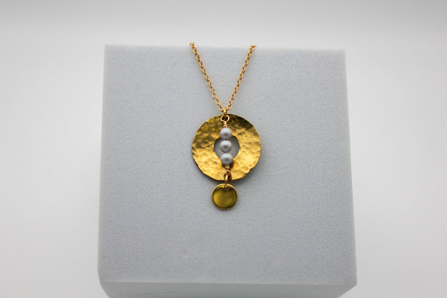 Inner Compass Necklace | Upcycled Brass Automotive Parts | Adjustable Gold Plated Chain