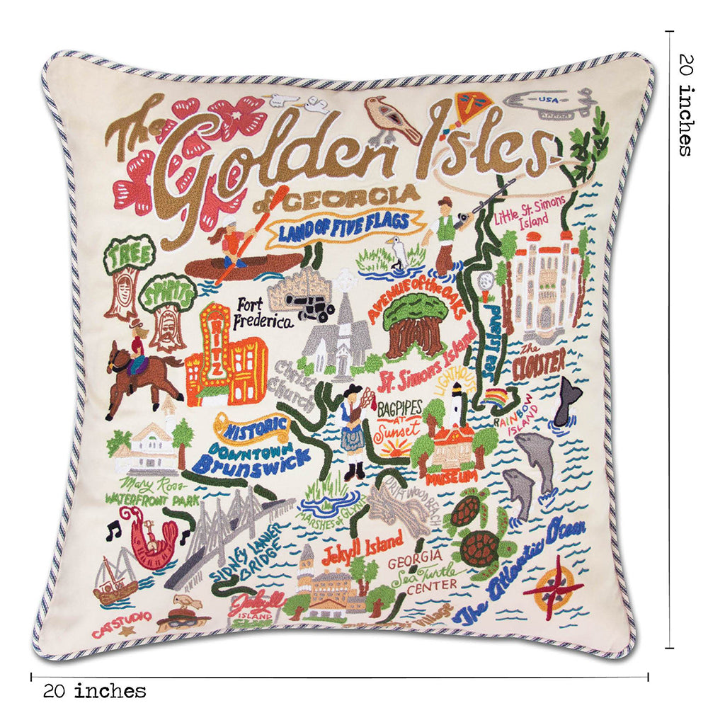 Golden Isles Hand-Embroidered Pillow