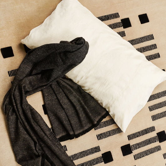 Graphite Black Brown Plush Soft Large Handloom Merino Scarf