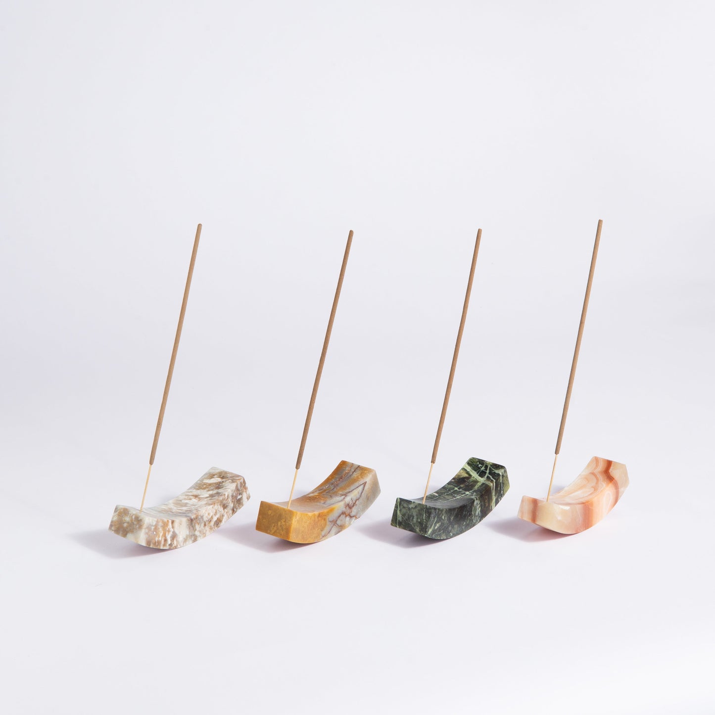 Smile gemstone incense holder Serpentine green