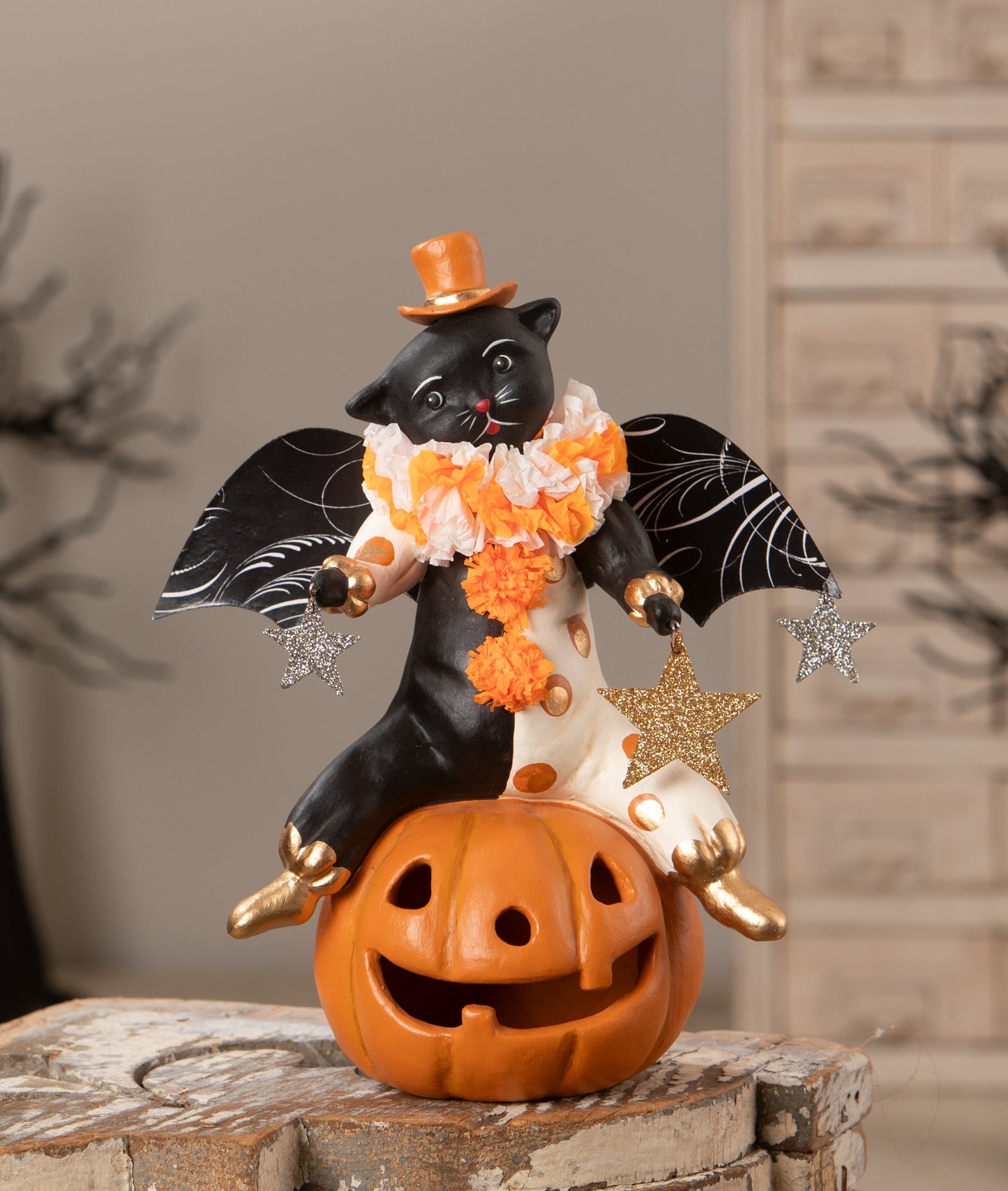 Clowning Cat on Jack | Halloween Decor | Bethany Lowe