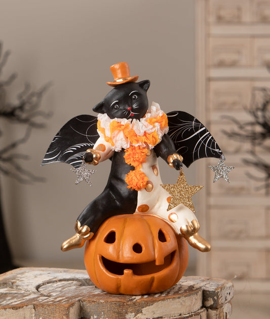 Clowning Cat on Jack | Halloween Decor | Bethany Lowe