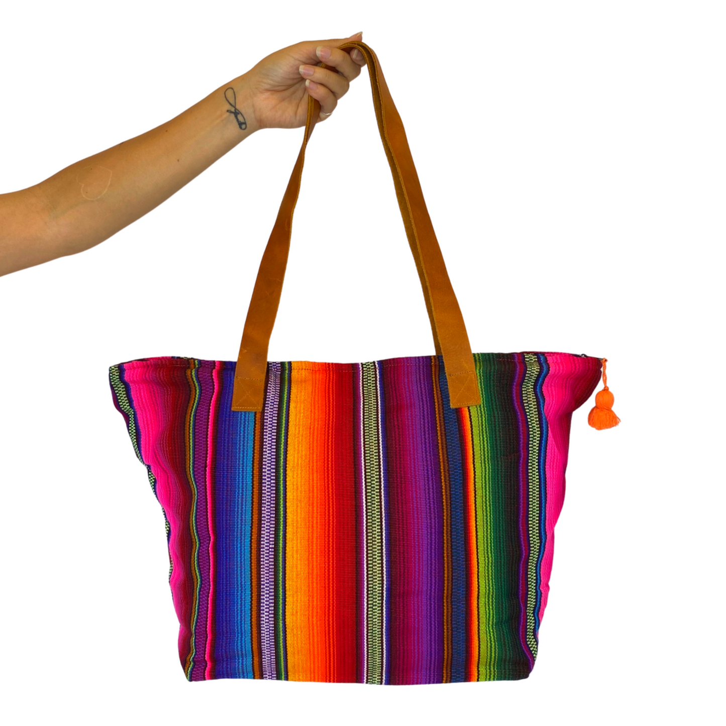 Hacienda Stripe Sustainable Computer Overnight Tote - Guatemala