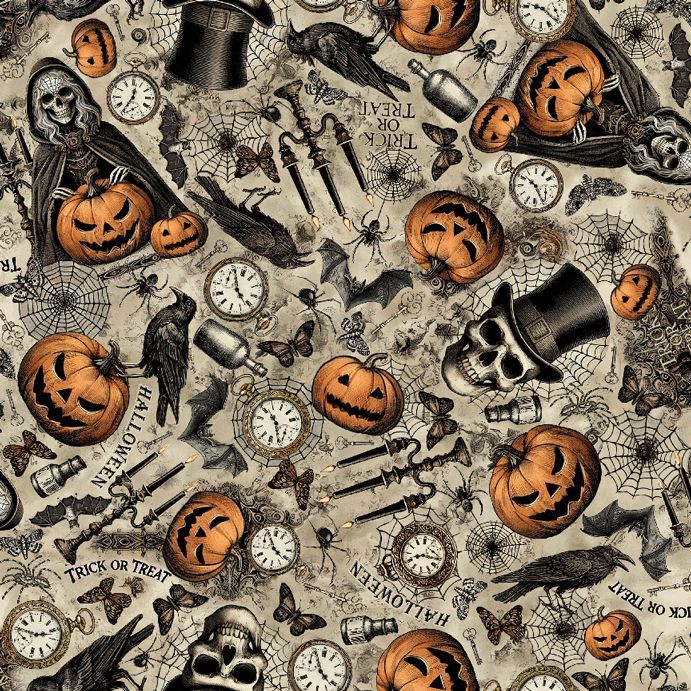 Skulls & Pumpkins Fit & Flare Dress