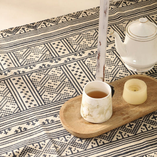 Monochrome Handprinted Cotton Rug (48'' x 72'')