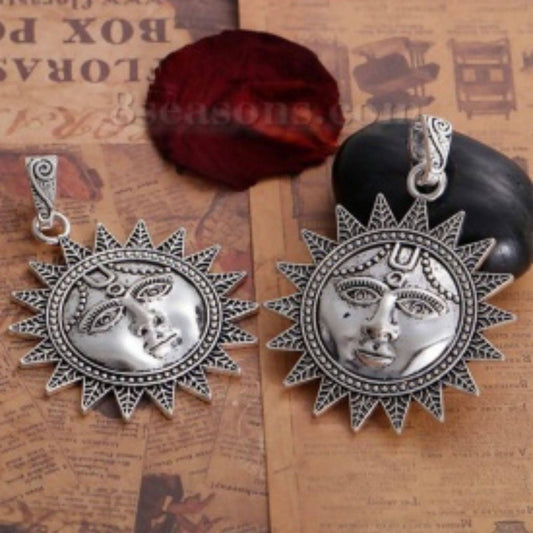 Harmonious Sun - Antique Silver Pendant