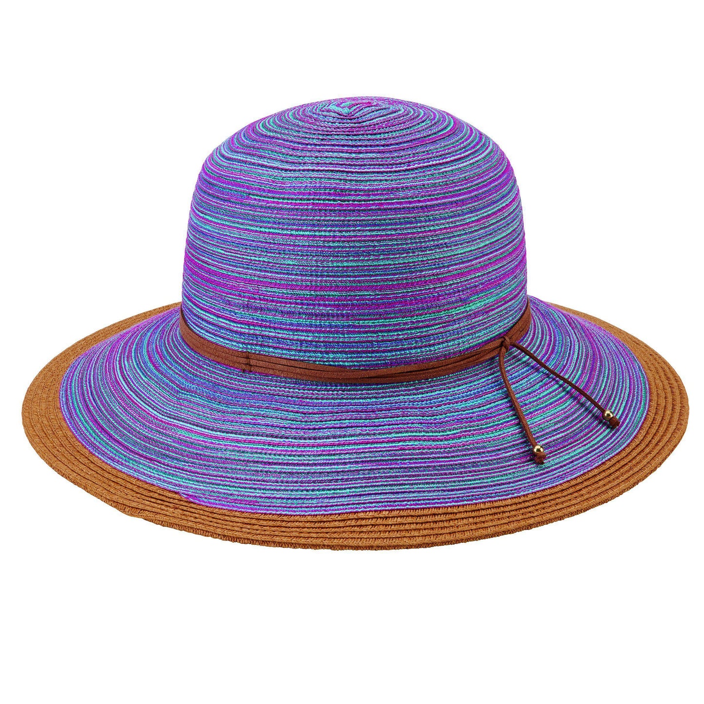 Womens Mixed Brim Sun Brim-Purple-One Size