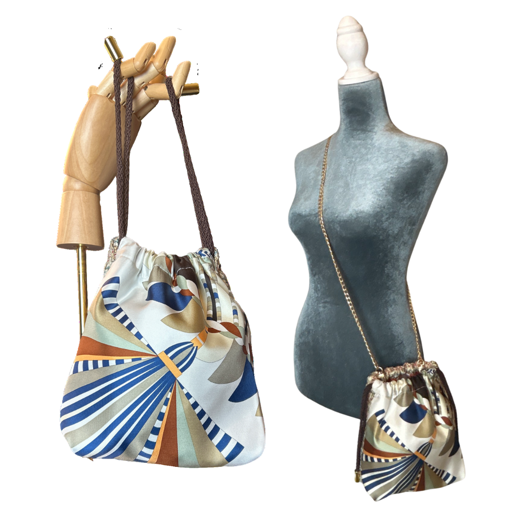 Haute Parure Vintage Scarf Drawstring Crossbody Bag