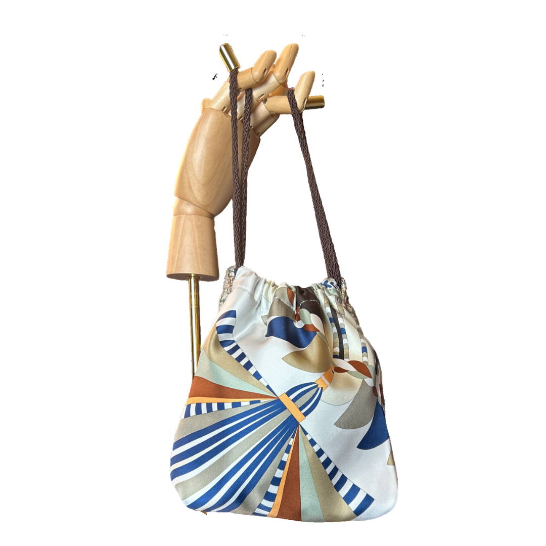 Haute Parure Vintage Scarf Drawstring Crossbody Bag