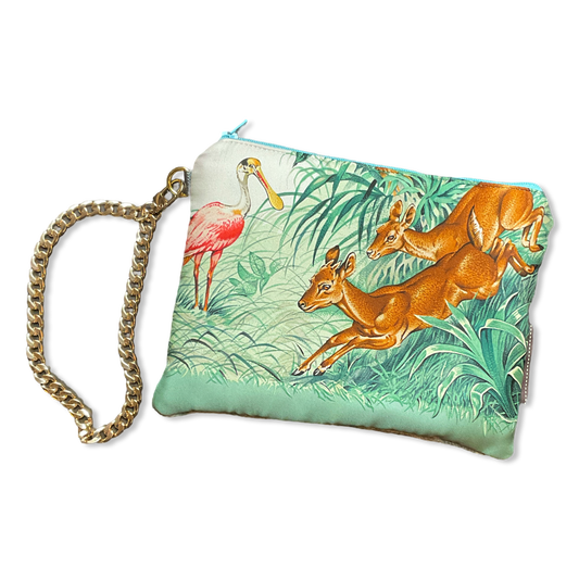 Equateur Vintage Silk Scarf Wristlet Bag