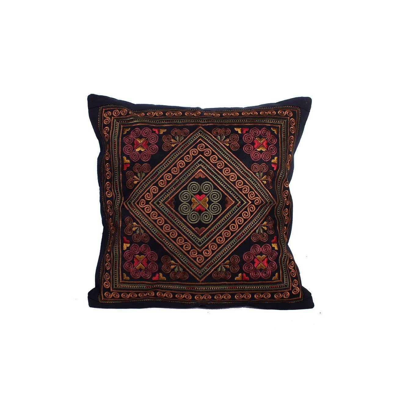 Hmong Diamond Embroidered Pillow Cover - Thailand
