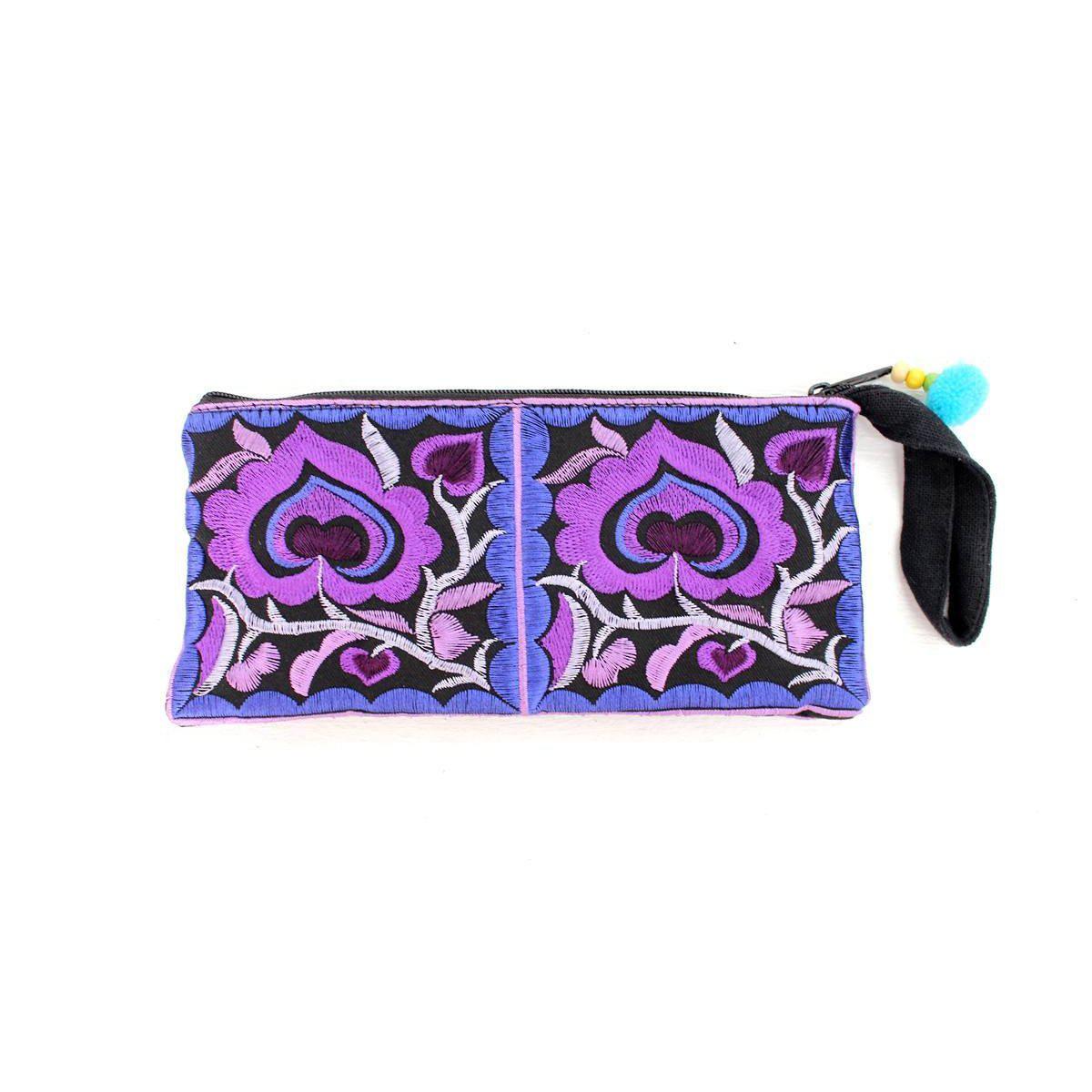 Hmong Embroidered Rectangle Small Wristlet Assorted - Thailand