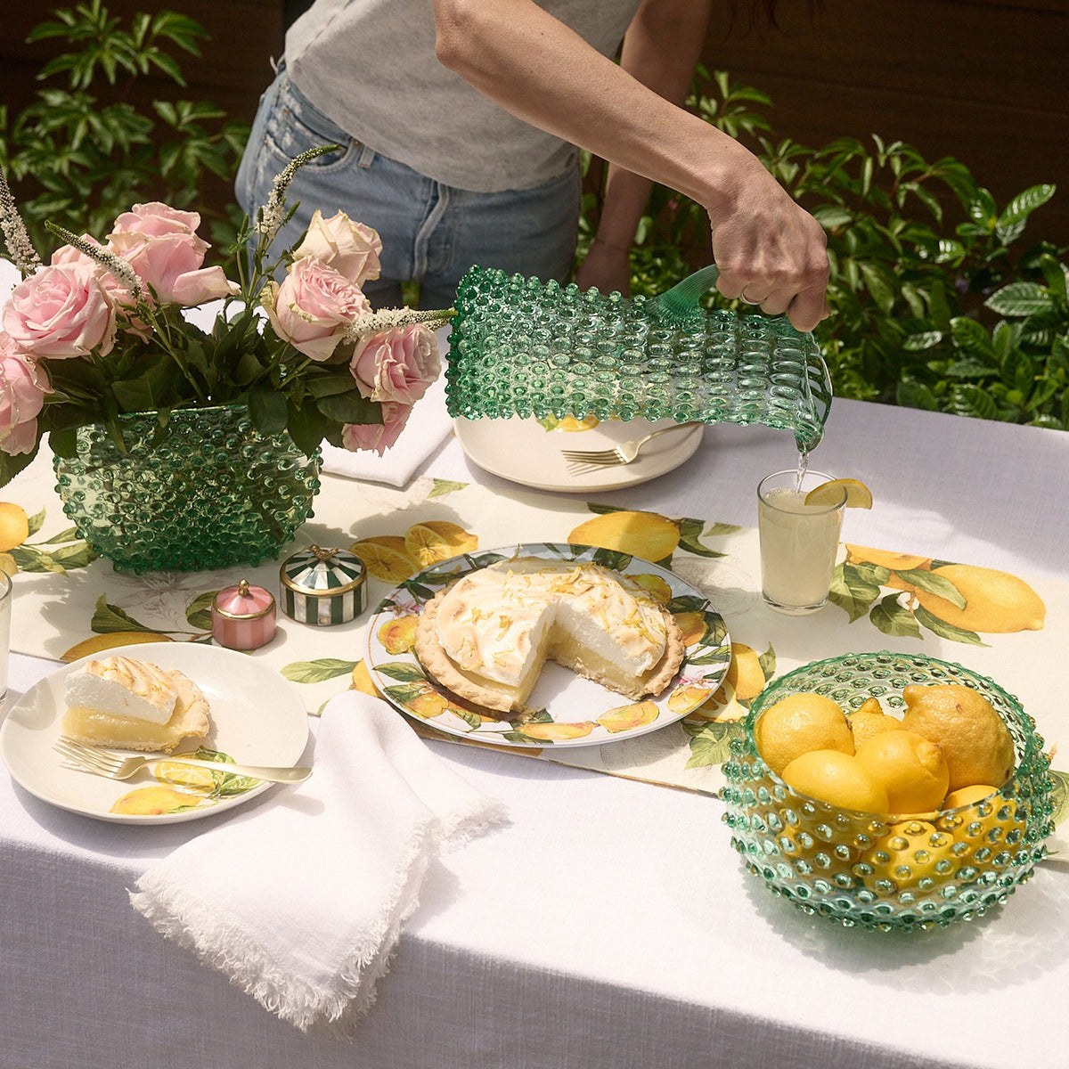 Hobnail Jug - Tall - Capri Sea