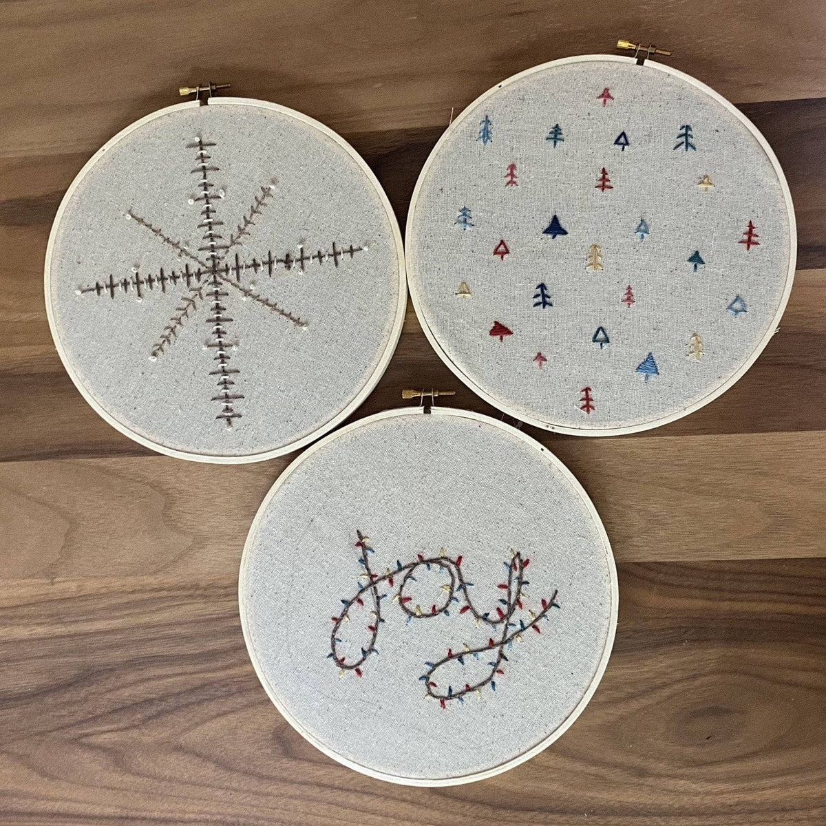 Holiday Joy, Forest & Snowflake Embroidery Pattern