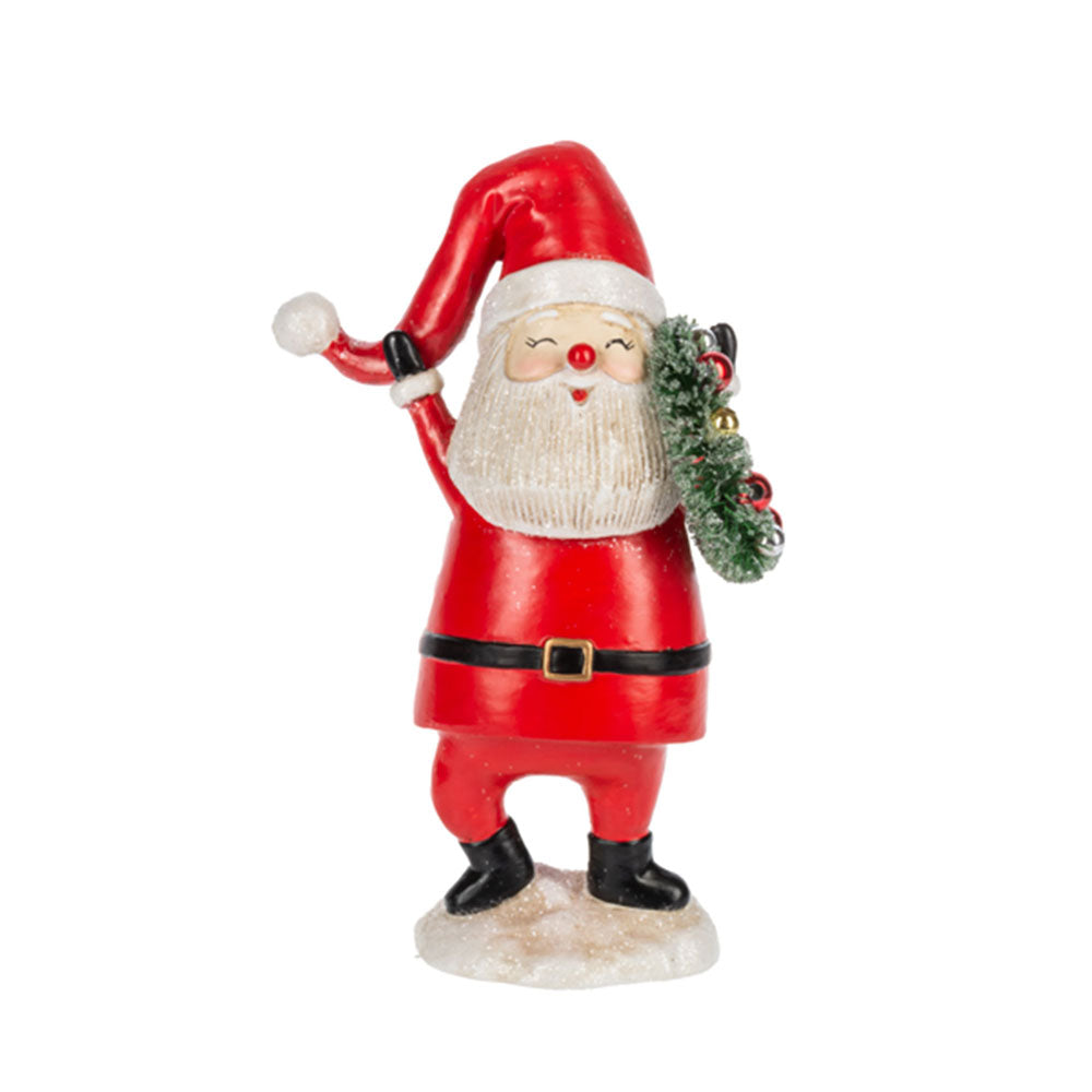 Holly Jolly Santa w/ Wreath Figurine