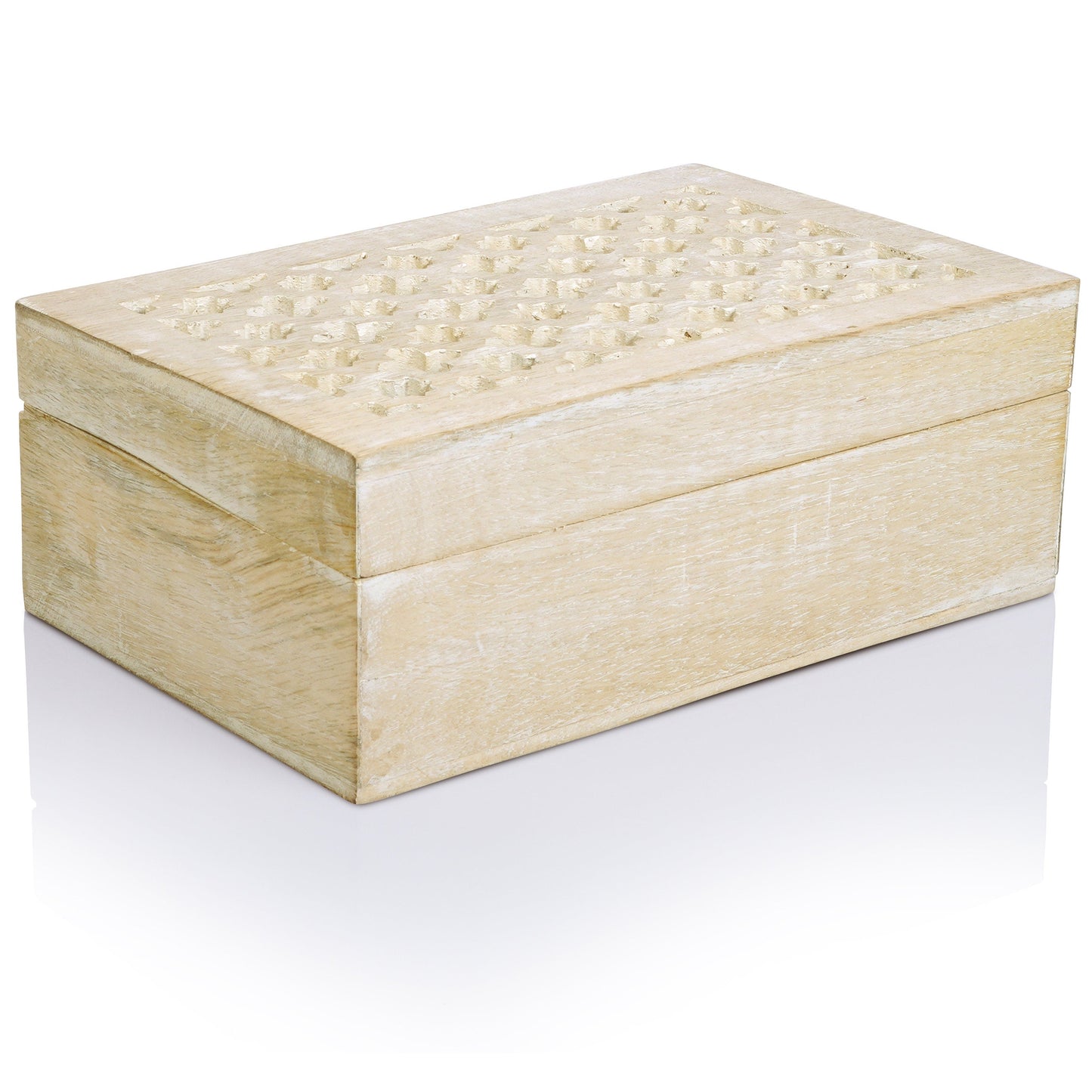 Trellis Wooden Handmade Boxes in Whitewash (Large)