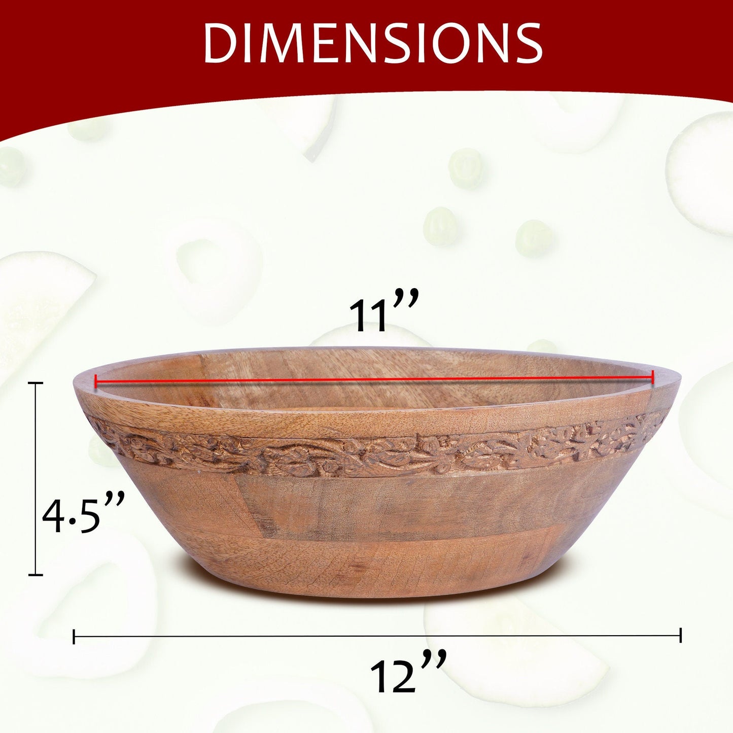 Jasmine Medium Burnt Wood Decorative Bowl - Large