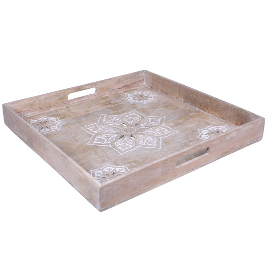 Serena Ottoman Tray in Whitewash