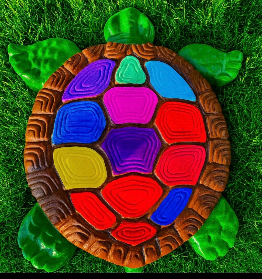 2x Bundle Garden Turtle Stepping Stones Garden Pathway Stepping Stone Outdoor Yard Decoration Cement Paver Lawn and Patio Ornament Bundle