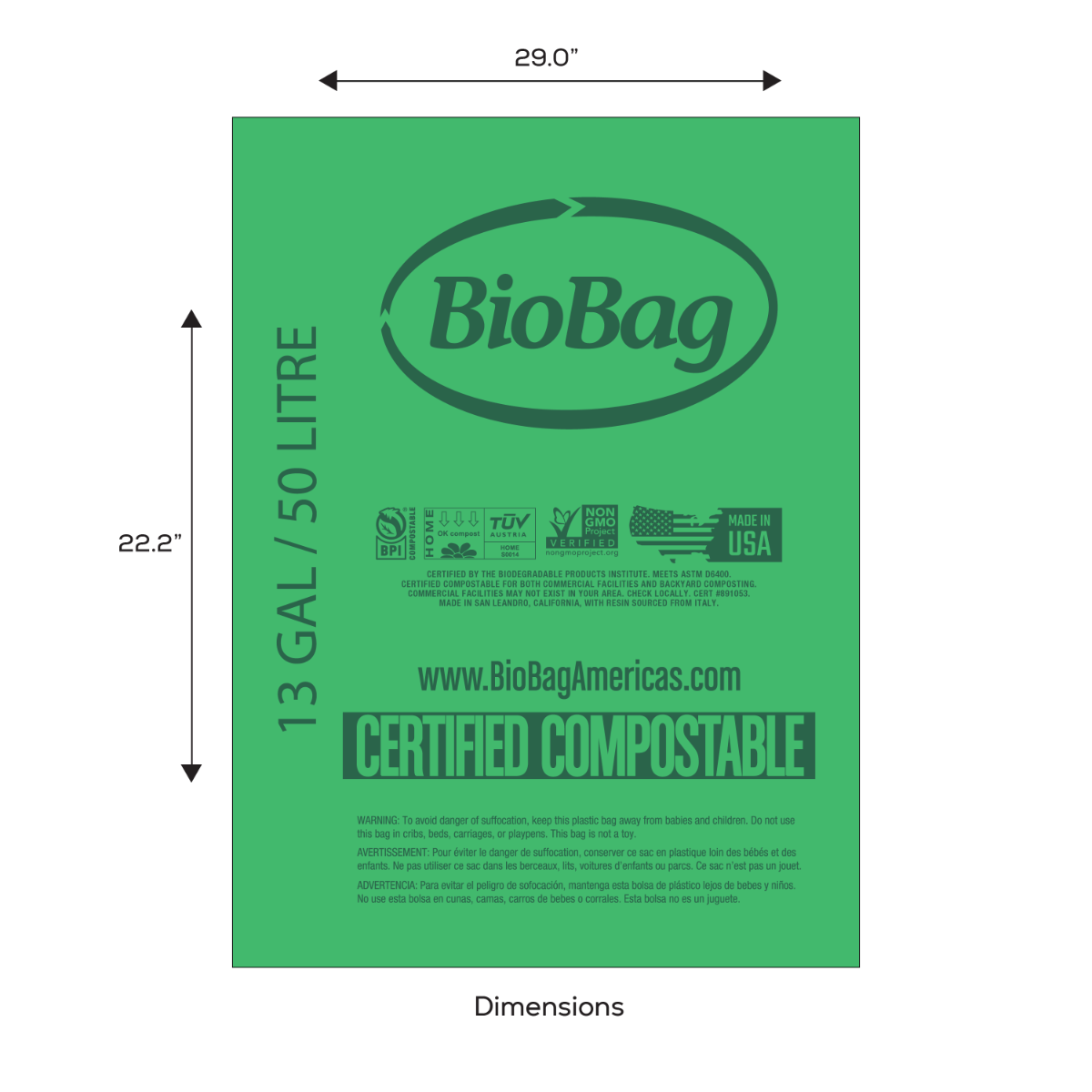 Biobag 13 Gallon Compostable Trash Bags