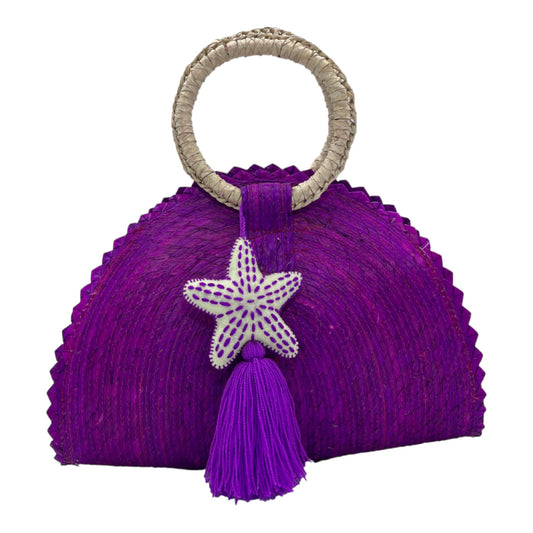 Hand Woven Crescent Purse with Pompon