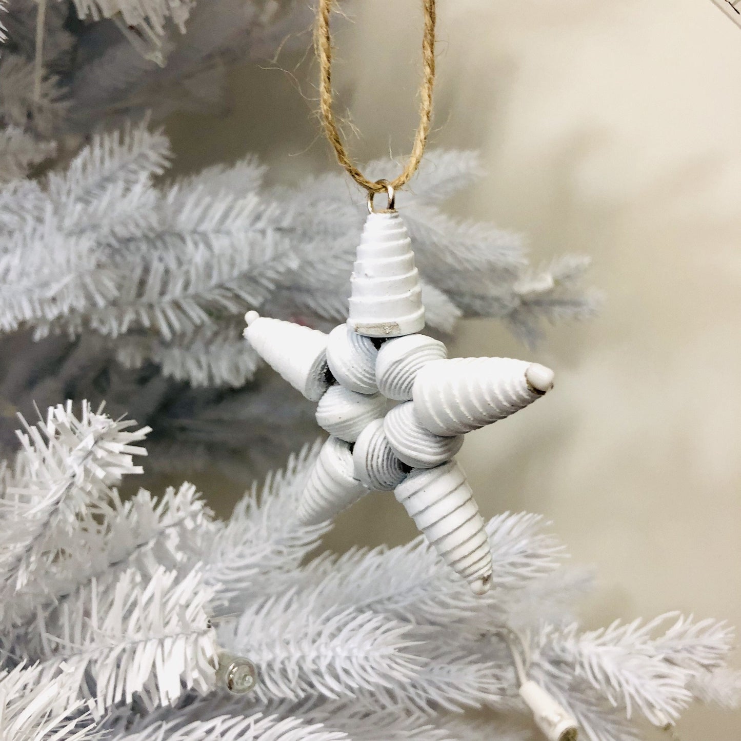 Recycled Paper Star Ornament | White