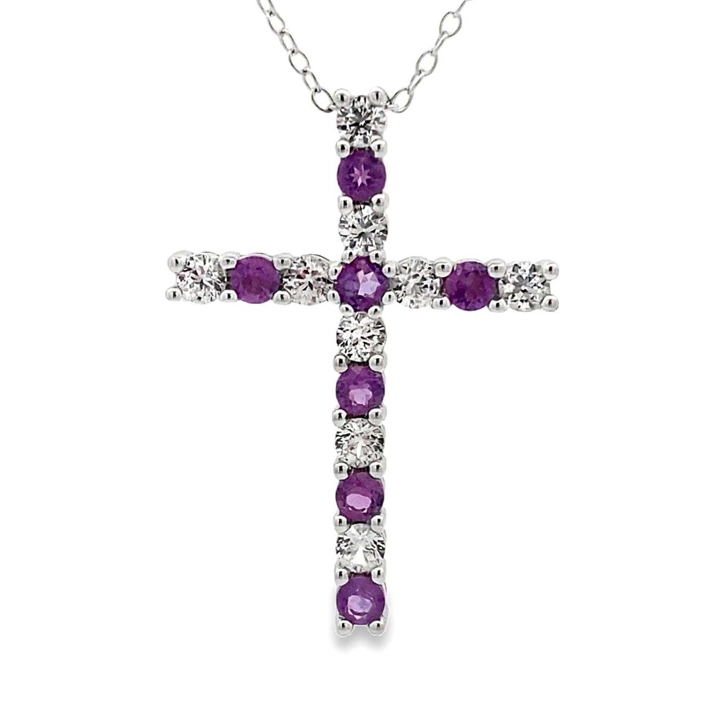 .50ct Amethyst Cross Religious Pendant Sterling Silver