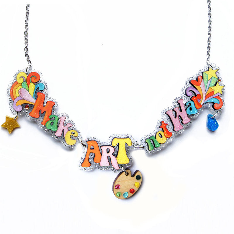Make Love Not War Necklace by Laliblue – Retro Statement Necklace Vintage Inspired