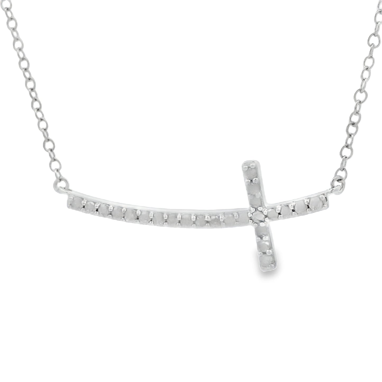 .26ct Diamond Cross Religious Pendant Sterling Silver